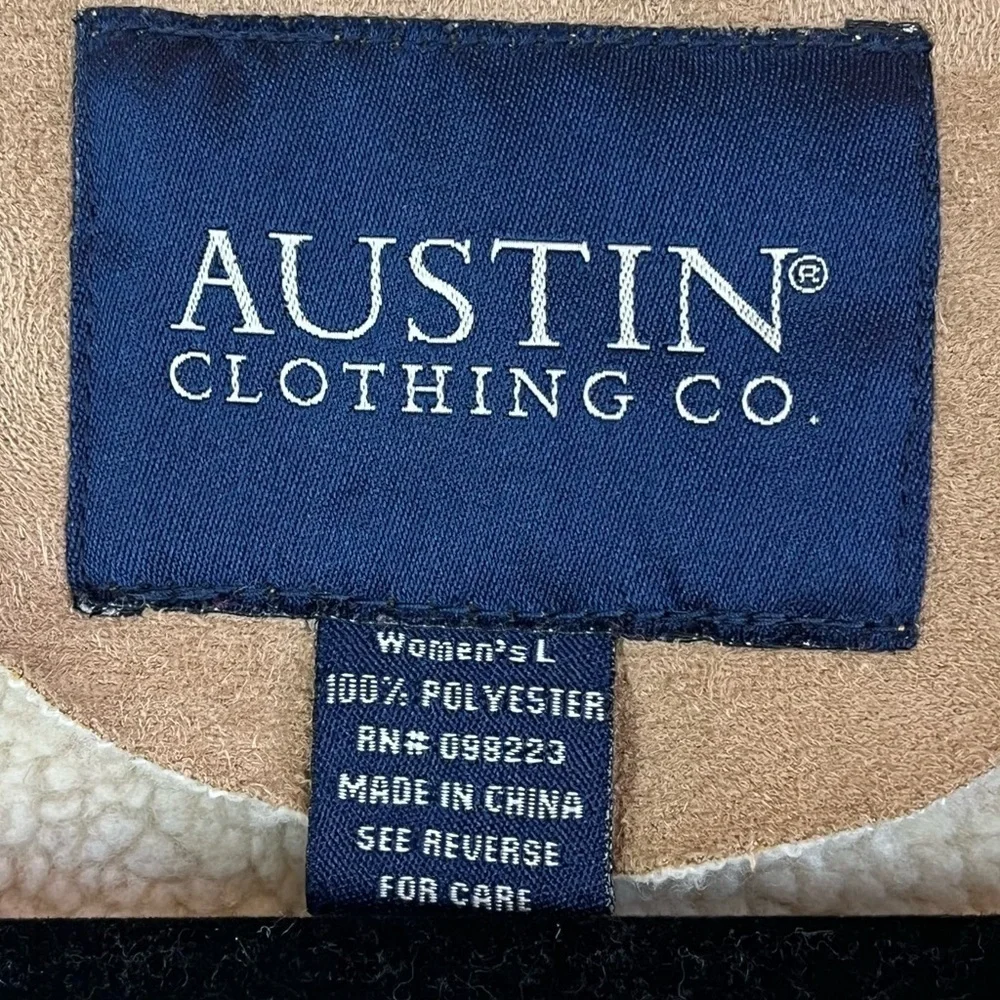 AUSTIN CLOTHING CO Womens Penny Lane Coat Faux Leather Sherpa Large Boho Hippie - Picture 6 of 15